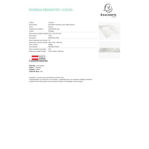 Vaschetta portacorrispondenza Exacompta ECOTRAY Office plastica A4+ cristallo 12323D